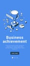 Business achievement cup award best successful strategy development profit mobile banner vector