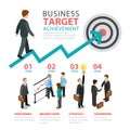 Business achievement target step flat infographics