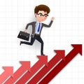 Business achievement vector character concept. Male business character climbing and running up stairs. Royalty Free Stock Photo