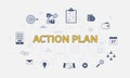 Business action plan concept with icon set with big word or text on center Royalty Free Stock Photo