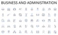 Business and administration line icons collection. Ledger, Bookkeeping, Balance, Transactions, Assets, Liabilities