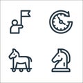 business administration line icons. linear set. quality vector line set such as strategy, trojan, time
