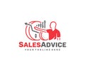 Business advice for sales people logo design. Finance training courses and consulting vector design