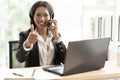 Business African American Woman Working sitting at her Desk Royalty Free Stock Photo