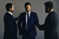 Business agreement and compromise concept. Businessmen wear smart suits Royalty Free Stock Photo