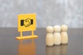 Business Agreement Concept with Peg Dolls and Handshake Icon Sign Royalty Free Stock Photo