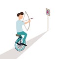 Business aiming target while riding cycle Royalty Free Stock Photo