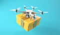 drone delivery helicopter air fast aircraft technology blue fly cargo. Generative AI.