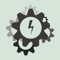 Business along Gears icon. Flat vector illustration