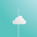 Business ambition concept vector with corporate ladder climbing through cloud.