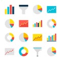 Business Analysis Graph and Chart Flat Objects Set over Royalty Free Stock Photo