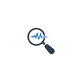 Business Analysis icon. Magnifying glass analyzing data icon