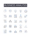 Business analysis line icons collection. Exploration, Adventure, Wanderlust, Destination, Tourism, Expedition, Nomad