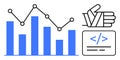 Data Analytics, Injury Prevention, and Coding Concept with Chart, Bandaged Hand, and Code Snippet Royalty Free Stock Photo