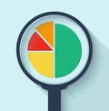 Business Analysis symbol with magnifying glass icon and pie chart.