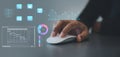 Business analyst using digital tools to analyze data for corporate strategy
