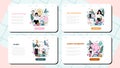 Business analyst web banner or landing page set. Financial operation