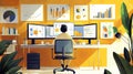 Business Analyst Working at Desk with Data Charts on Multiple Monitors