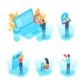 Business analysts isometric 3D illustrations set Royalty Free Stock Photo