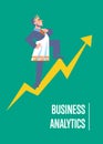 Business analytics banner with businessman