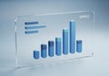 Business analytics bar chart on transparent glass panel digital data visualization report infographic modern finance technology Royalty Free Stock Photo