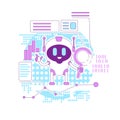 Business analytics bot thin line concept vector illustration Royalty Free Stock Photo