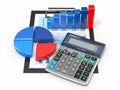 Business analytics. Calculator and financial reports.