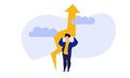 Business analytics in cloud arrow vector leadership company. People challenge teamwork up. Flat job marketing concept illustration