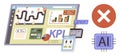 Business Analytics Dashboard with KPI Tracking, AI Limitations, and Workflow Visualization Royalty Free Stock Photo