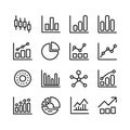 Business Analytics and Data Chart Outline Icons Set Royalty Free Stock Photo