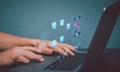 Business Analytics and Data Management System on computer, make a report with KPI and metrics connected to database. Royalty Free Stock Photo