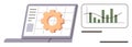 Data Analysis and Management Concept with Gear Icon and Growth Chart on Laptop Royalty Free Stock Photo