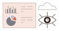 Data Visualization Chart with Pie Chart, Bar Graph, Cloud, and Eye Icon for Analytics Royalty Free Stock Photo