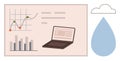 Data Analysis and Visualization with Laptop, Charts, and Cloud Symbol Royalty Free Stock Photo