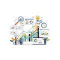 Business Analytics and Data Visualization Concept with Charts and People Royalty Free Stock Photo