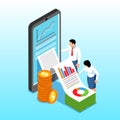 Business analytics illustration in isometric view Royalty Free Stock Photo