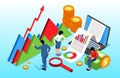 Business analytics illustration in isometric view Royalty Free Stock Photo