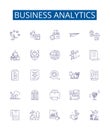 Business analytics line icons signs set. Design collection of Analytics, Business, Forecasting, Data, Insights Royalty Free Stock Photo