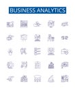 Business analytics line icons signs set. Design collection of Analytics, Business, Forecasting, Data, Insights Royalty Free Stock Photo