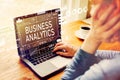 Business Analytics with man using a laptop Royalty Free Stock Photo