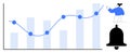 Data Growth Chart with Trendline, Bell Notification Icon, and Business Analytics Theme Royalty Free Stock Photo