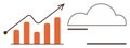 Data Analytics Growth Chart and Cloud Computing Concept with Rising Graph and Cloud Icon Royalty Free Stock Photo