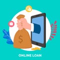 Business application layout. Program for online loans and deposits in the bank vector illustration