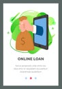 Business application layout. Program for online loans and deposits in the bank vector illustration