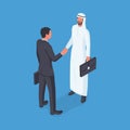 Business Arab partner. Handshake of a European with an Arab