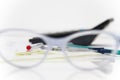 Business Architectural project, pair of compasses, glasses, rule Royalty Free Stock Photo