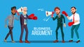 Business Argument Web Banner Cartoon Vector Template