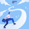 Business arrow concept with businessman on arrow flying to success. Catch the opportunity.  background vector illustration Royalty Free Stock Photo