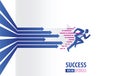 Business arrows concept with businessman running to success. acceleration for gain a profit sales. background vector illustration Royalty Free Stock Photo