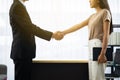 Business asian people shaking hands finishing up meeting,Happy partnership,Handshake for business deal Royalty Free Stock Photo